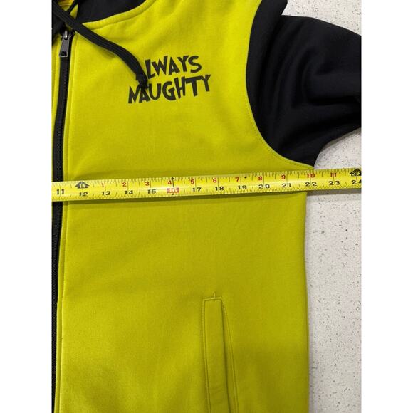 Dr. Seuss The Grinch Unisex “Always Naughty” Full Zip Hoodie Green Labeled Small - Picture 4 of 5